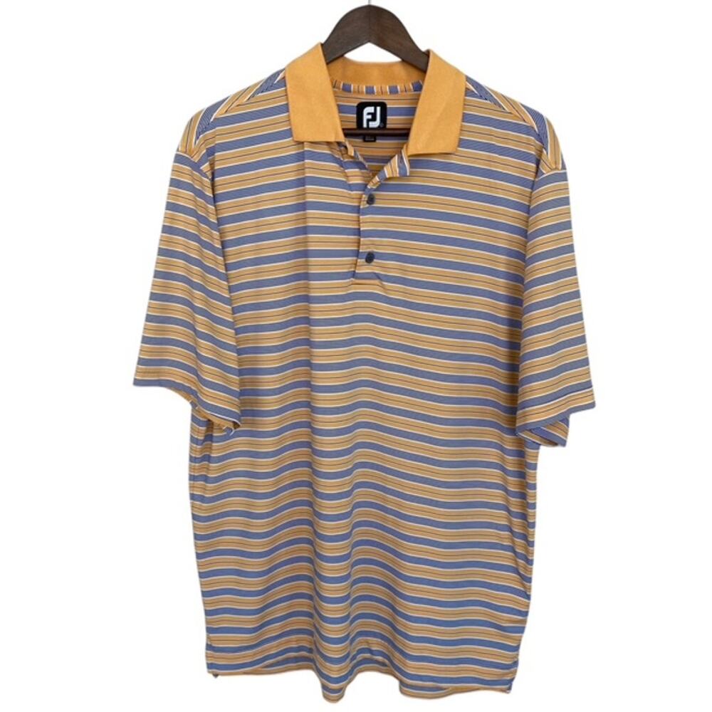 FootJoy Orange and Blue Striped Polo - Large